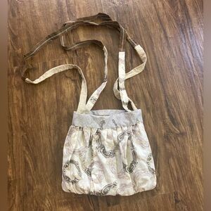 Beige and Brown Patterned Shoulder Bag